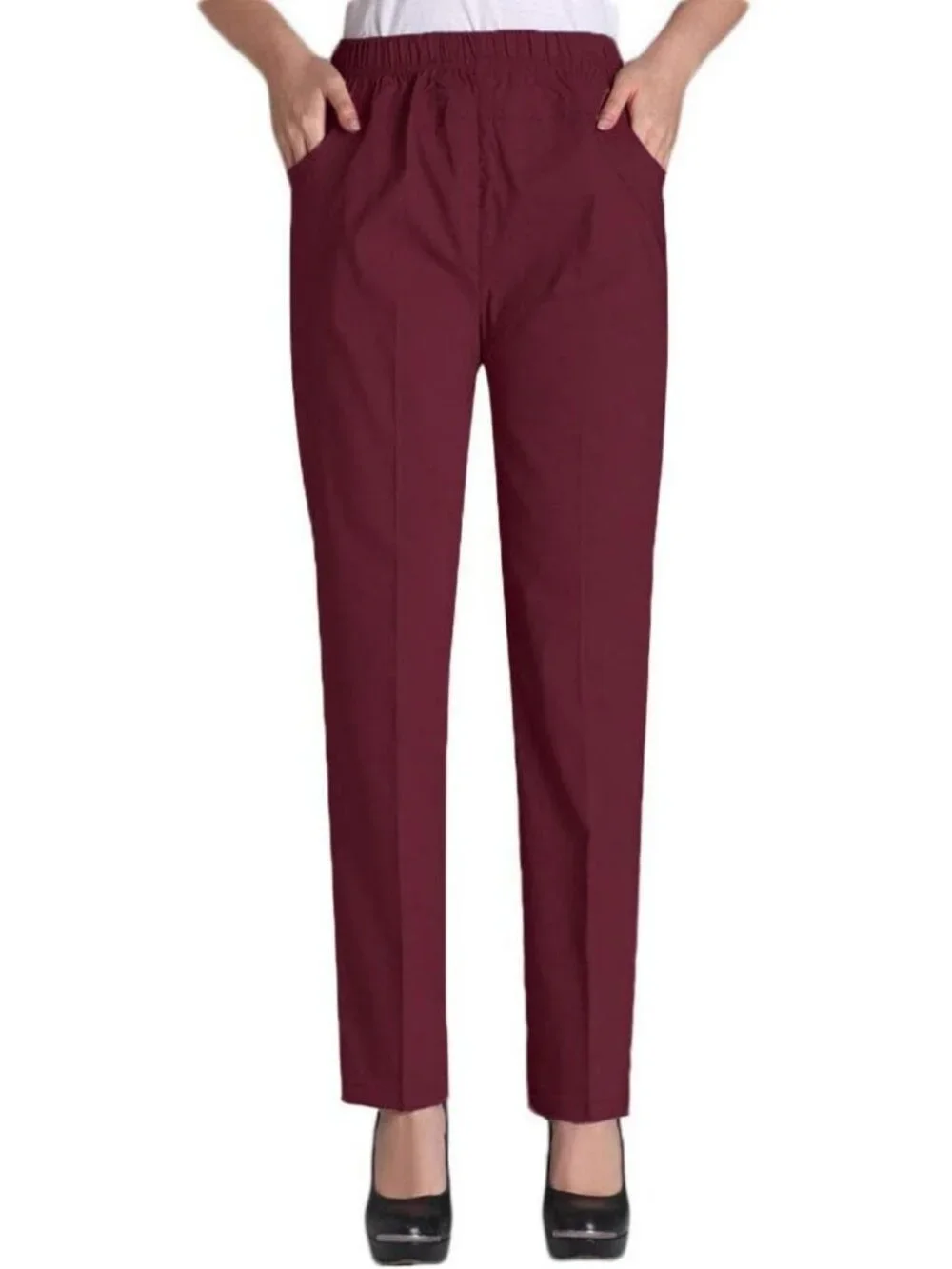 Comfy Summer Stretch Pull-On Pants for Women - Elastic Waist, Casual Chic Style
